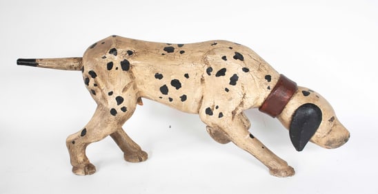 Large Carved Wood Bird Dog