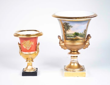 Two Old Paris Porcelain Urns