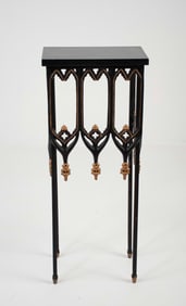 Neo-Gothic Style Ebonized Metal & Gilt Table