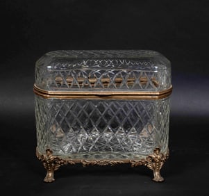Large Continental Press Molded Glass Casket