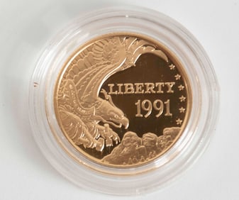 1991-W Mount Rushmore $5 Gold Coin