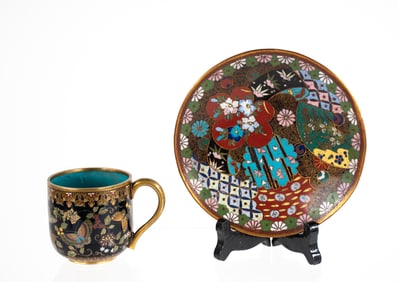 Namikawa Cloisonne Cup w/ Non-Matching Saucer