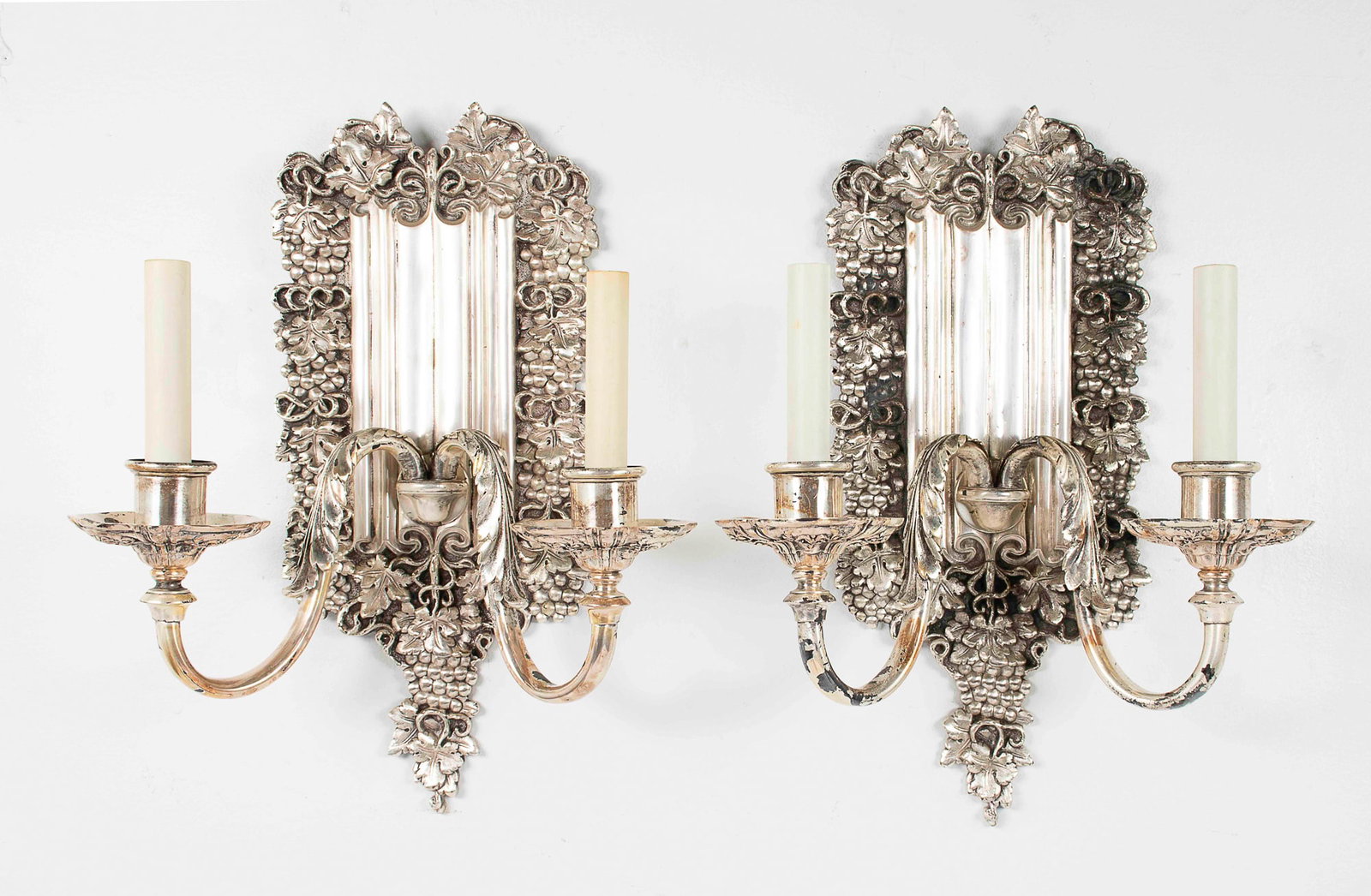 Pair of 19th C. Silverplated Wall Sconces (1 of 12)