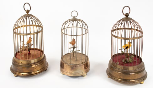 Three German Bird Cage Automatons