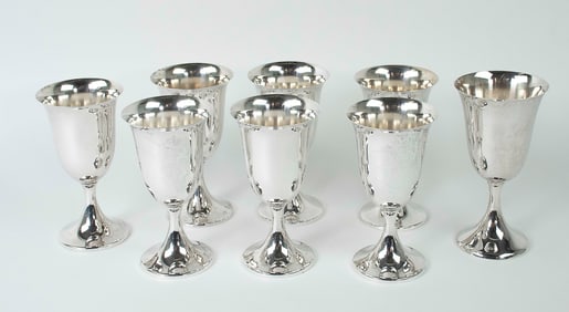 Eight Sterling Silver Goblets