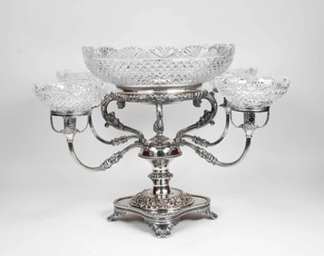 Silverplate & Cut Glass Epergne