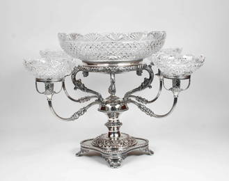 Silverplate & Cut Glass Epergne