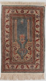 Persian Silk and Wool Prayer Rug, 2'W, 3'5"L