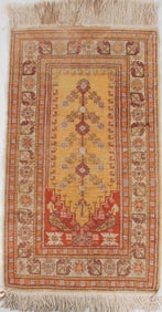 Persian Silk and Wool Prayer Rug, 2'W, 3'8"L