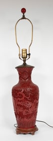 Chinese Cinnabar Lacquer Vase Lamp