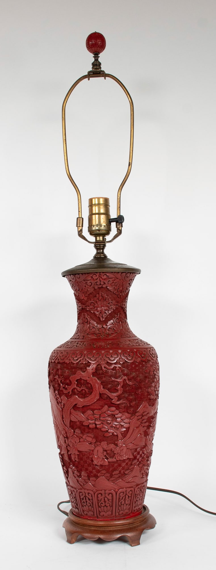 Chinese Cinnabar Lacquer Vase Lamp (1 of 7)