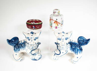 Chinese Foo Dogs, Porcelain Box & Tea Caddy (1 of 12)