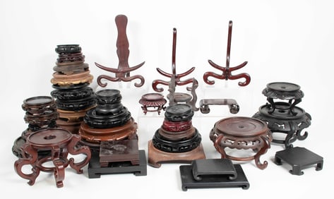 Group of 39 Chinese Wooden Display Stands