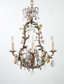 Italian Crystal & Iron Chandelier