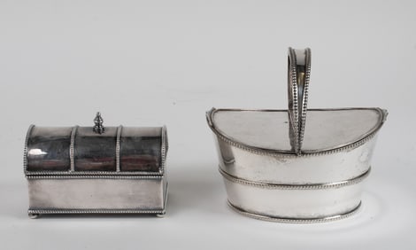English Silverplate Double Tea Caddy & Inkwell