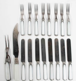 19th C. Glass Handled Flatware, Connecticut