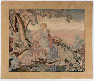 Needlepoint & Petit Point Woman w/ Dogs