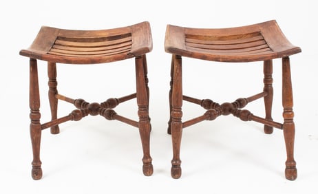 Pr. Oak Benches / Stools