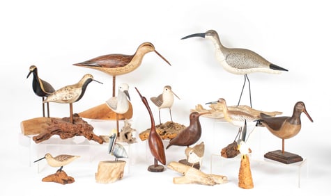 14 Carved Shore Birds