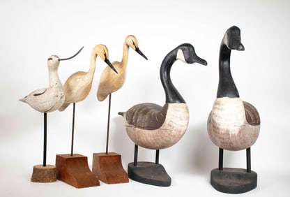 Carved and Painted Wood Geese & Shore Birds