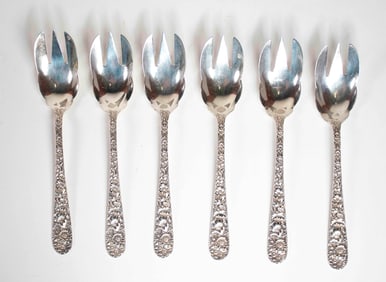 S. Kirk & Son Sterling Repousse Ice Cream Forks