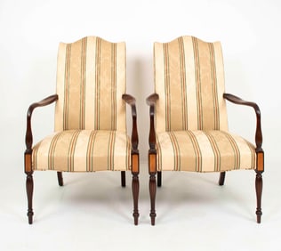 Pair of Federal Style Inlaid Lolling Chairs