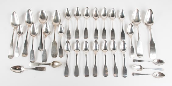 30 Coin Silver Spoons (Mostly NY and CT)