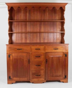 Two-Piece Cherry Pewter Cupboard