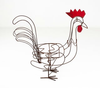 Large Rooster Folk Art Planter / Yard Ornament