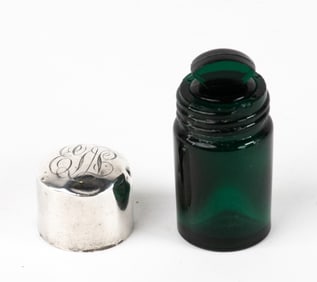 Emerald Green Scent Bottle with Sterling Lid