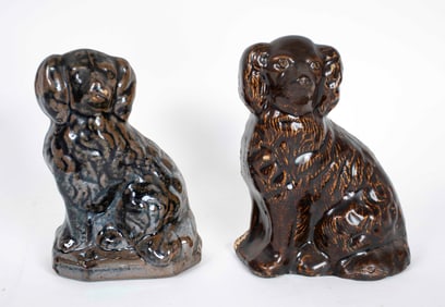 Two Stoneware Spaniels