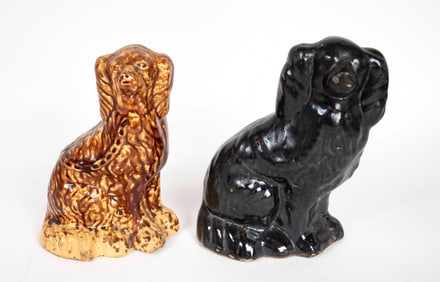 Yellow Ware & Stoneware Spaniels