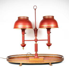 Tole Table Lamp and Tole Galleried Tray (1 of 12)