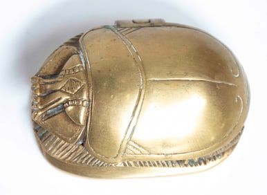 Heavy Brass Scarab Box Paperweight