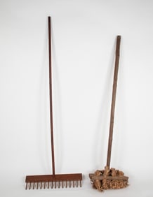 Primitive Corn Husk Broom and Rake
