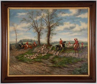 Fox Hunt, Oil on Board