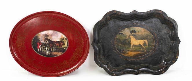 Tole Horse Tray, Victoria Albert Co. Fox Hunt Tray