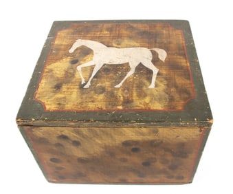 Folk Art Grain Painted Horse Box