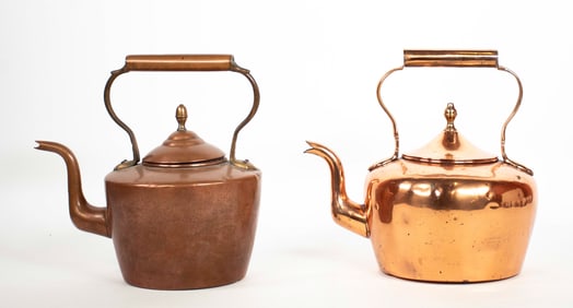Two Early 19th C. Dovetailed Copper Kettles