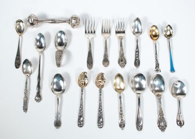Sterling Demitasse, Baby Rattle & Forks/Spoons