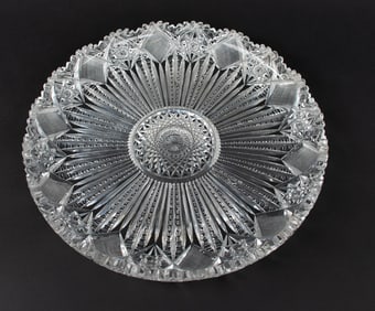 14" Round Tray, American Brilliant Cut Glass