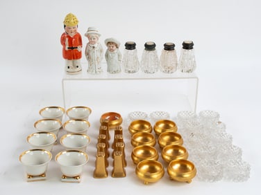 Cut Glass, Figural, Individual Salts & Peppers