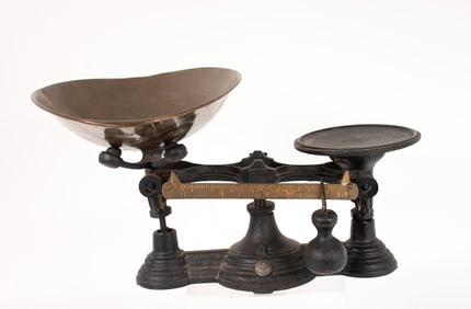 Early Cast Iron & Brass Balance Scale