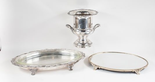 Silverplate Mirror Plateau, Champagne, Server