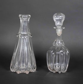 Two 19th C. Pillar-Molded Decanters
