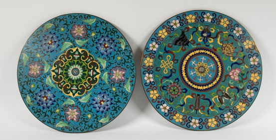 Two Cloisonne Round Plaques
