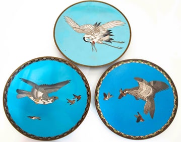 Japanese Meiji Period Cloisonne Charger Plates