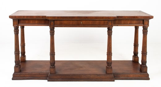 Drexel Heritage Walnut Breakfront Console Table