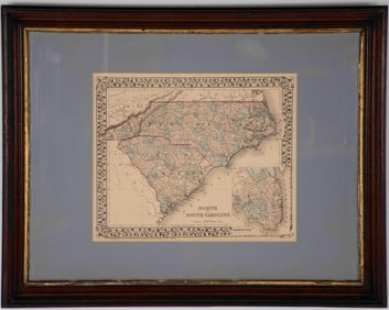 Framed Mitchell's North and South Carolina Map