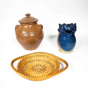 3 South & North Carolina Items, Basket & Pottery